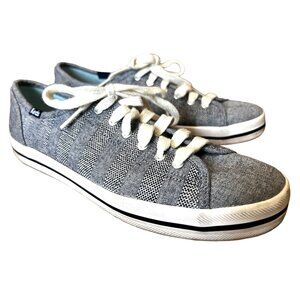 Keds Blue Striped Canvas Sneakers Sz 7.5 Womens Low Profile Lace Up